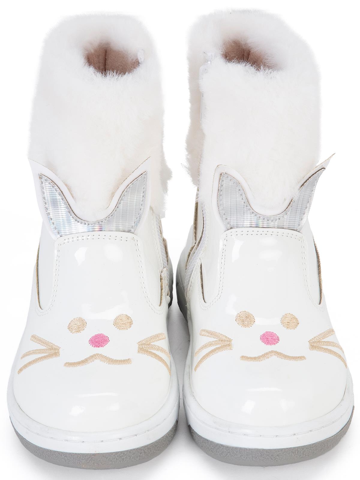 Civil Boots Kedi Nakışlı Rugan 26- Bot - Beyaz