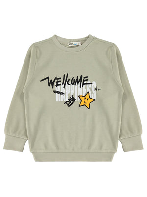 Civil Boys Gülen Yıldız Baskılı 2-5 Yaş Sweatshirt - Gri