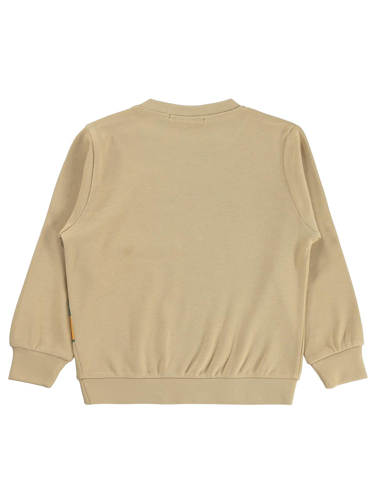 Civil Erkek Çocuk Timsah Baskılı Sweatshirt | İnterlok Uzun Kol | Okul Kreş ve Günlük Kullanım - Bej