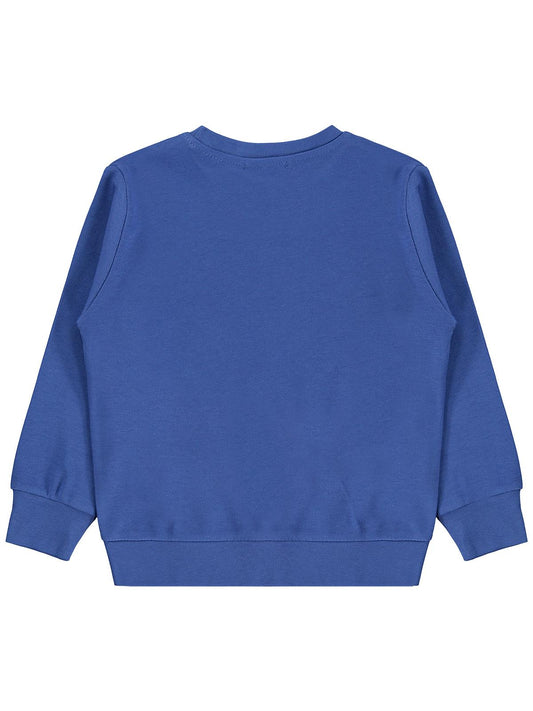 Civil Erkek Çocuk Gülen Yıldız Baskılı Sweatshirt Km | İnterlok | Okul Kreş ve Günlük Kullanım - Mavi