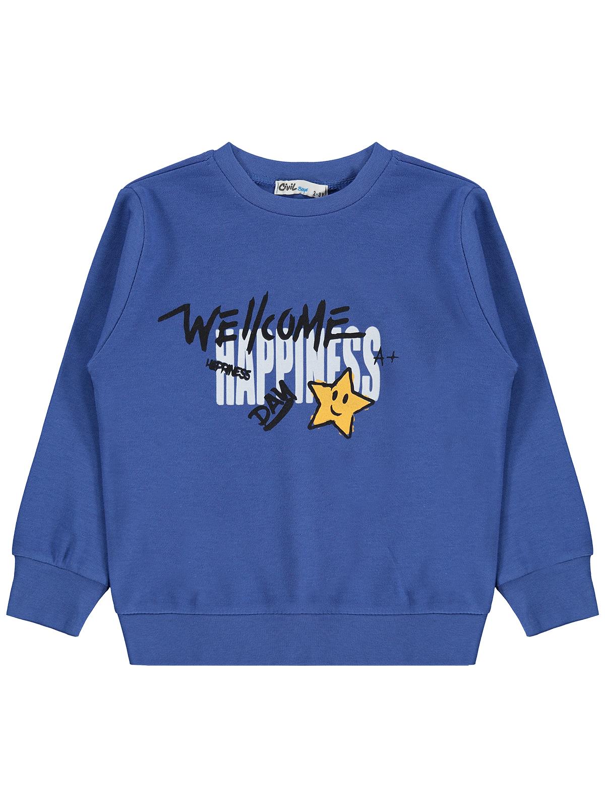 Civil Boys Gülen Yıldız Baskılı 2-5 Yaş Sweatshirt - Mavi