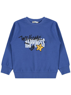 Civil Boys Gülen Yıldız Baskılı 2-5 Yaş Sweatshirt - Mavi