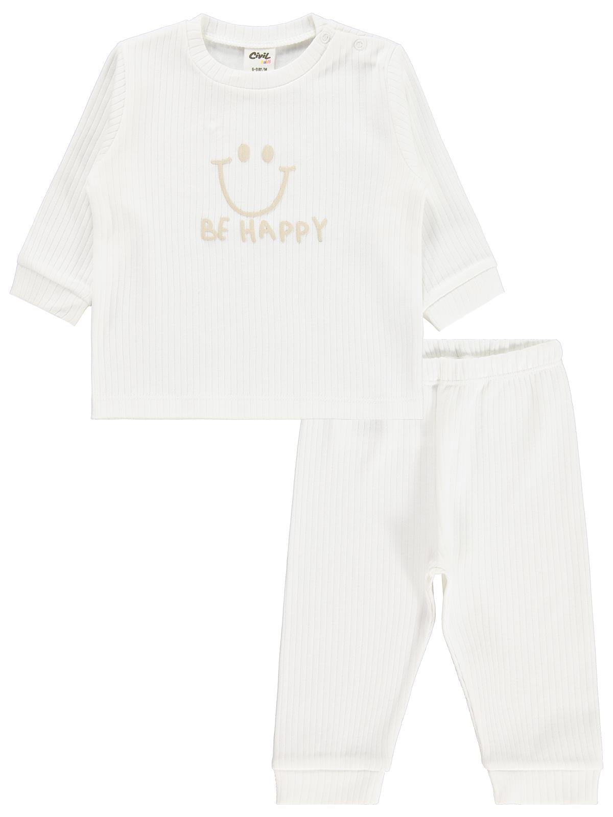 Civil Baby Gülen Yüz Baskılı 6-18 Ay Pijama Takımı - Mavi