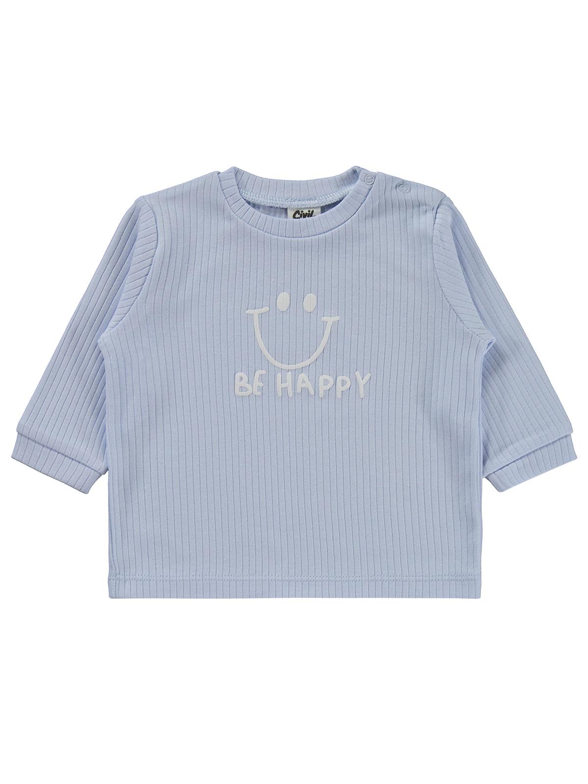 Civil Baby Gülen Yüz Baskılı 6-18 Ay Pijama Takımı - Mavi