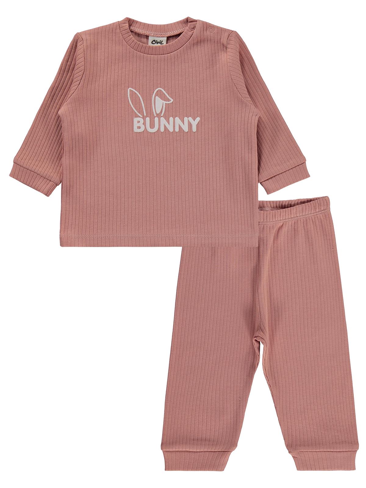 Civil Baby Tavşan Baskılı 6-18 Ay Pijama Takımı - Pembe