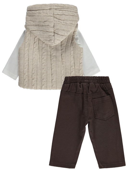 Civil Baby Triko Yelekli 6-18 Ay Takım - Bej