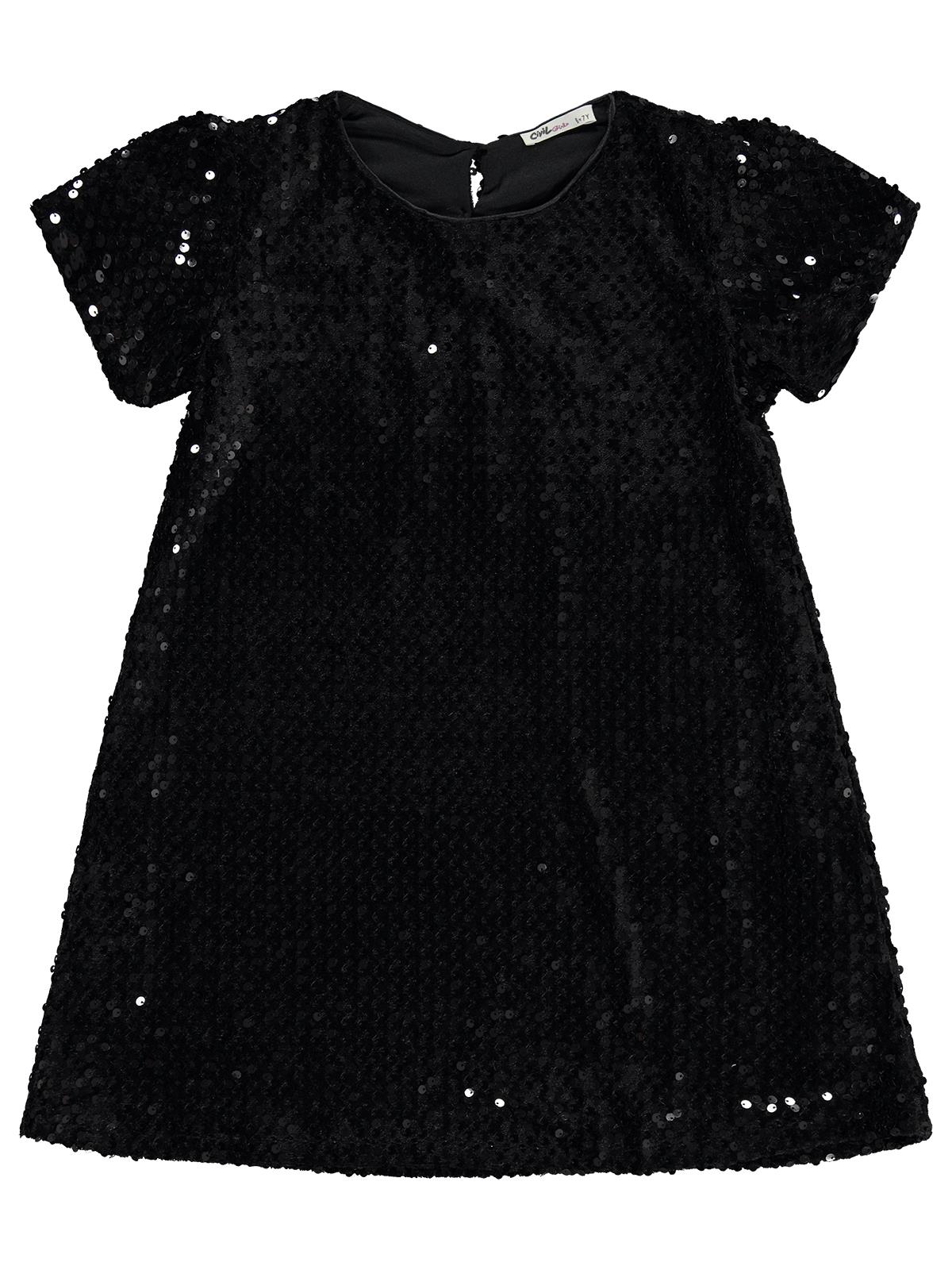 Civil Girls Payetli 6-9 Yaş Elbise - Siyah