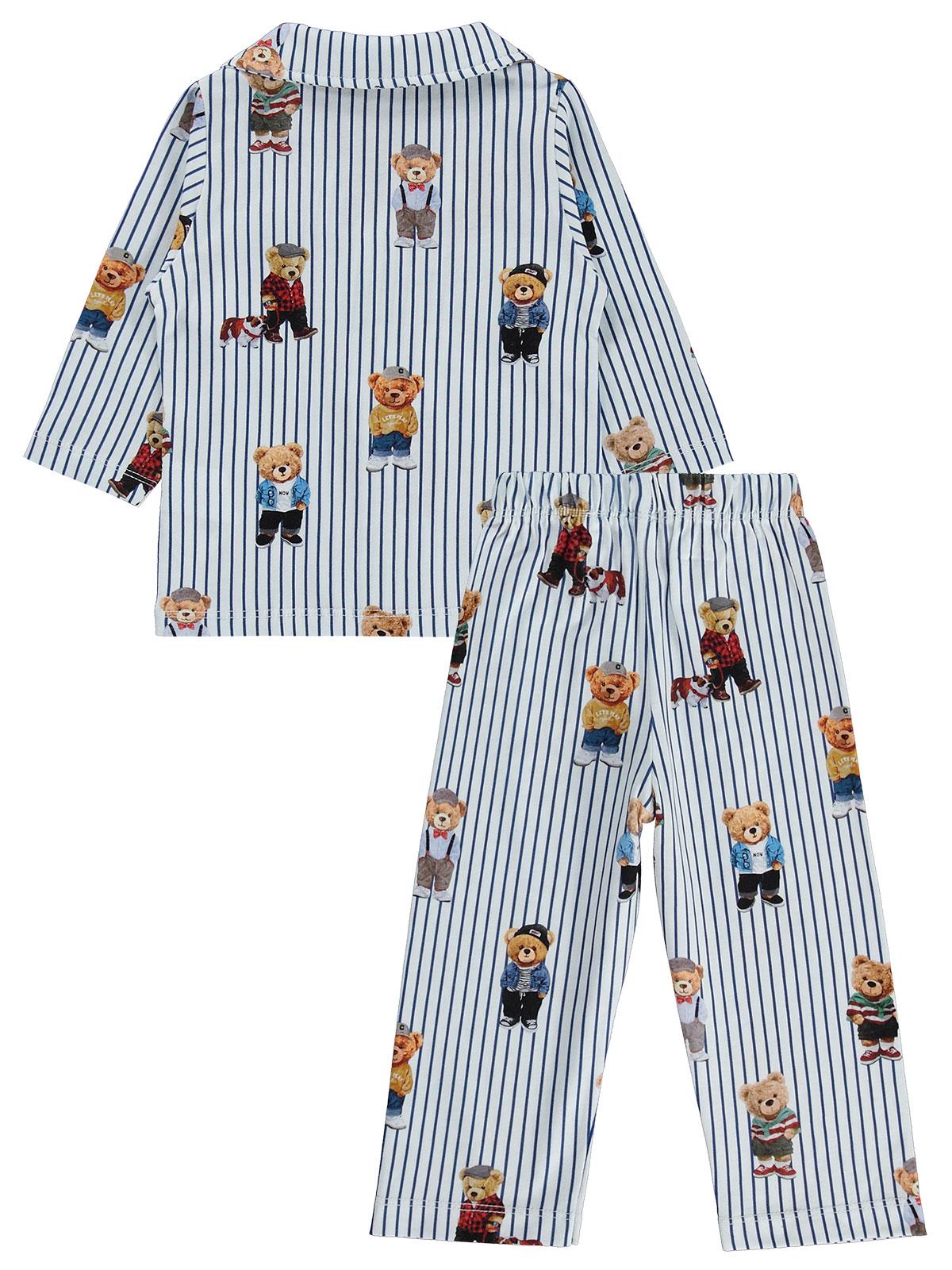Civil Baby Ayıcık Baskılı 6-18 Ay Pijama Takımı - Lacivert