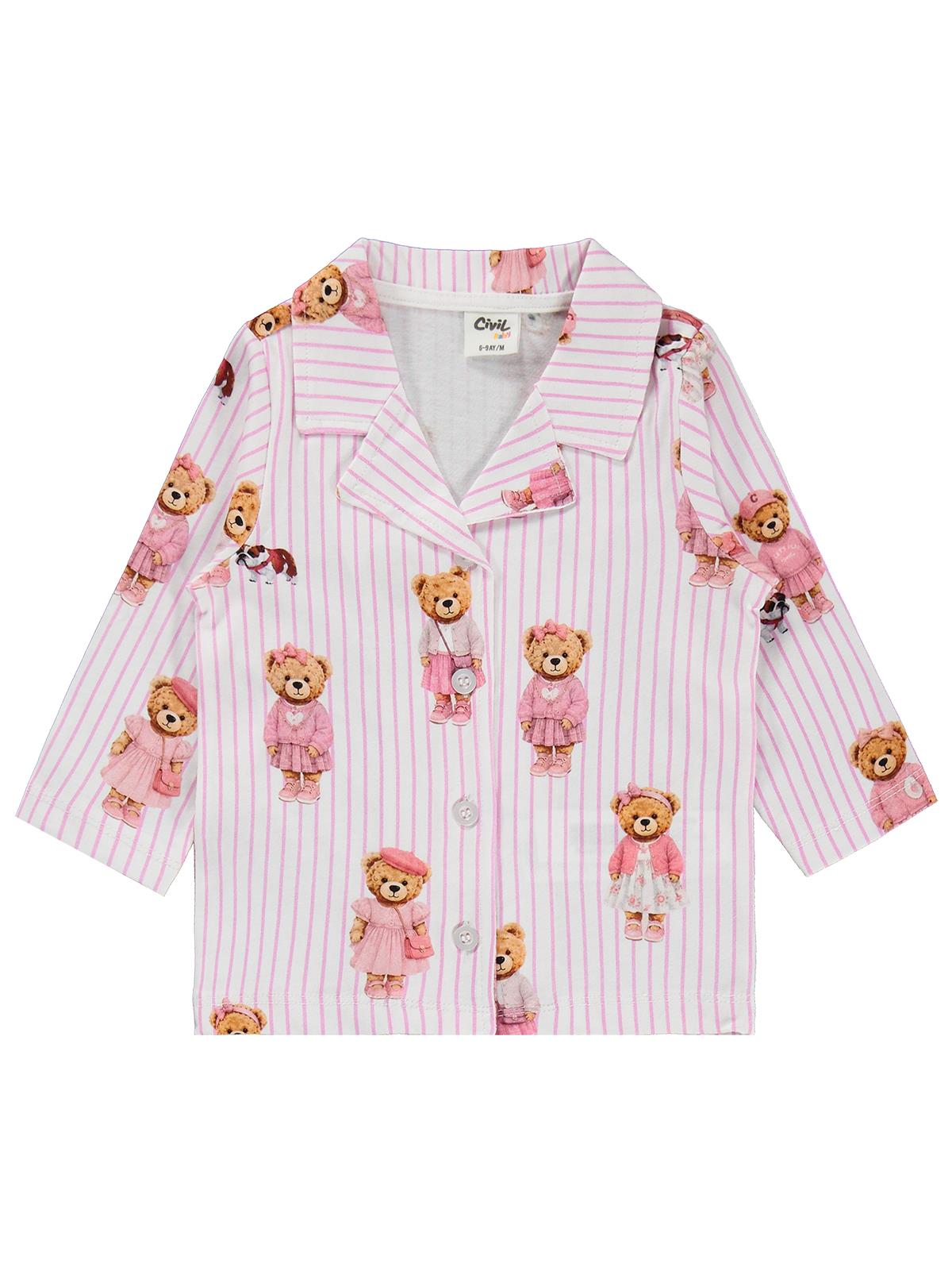 Civil Baby Ayıcık Baskılı 6-18 Ay Pijama Takımı - Pembe
