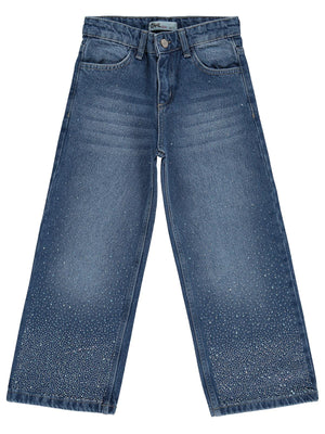 Civil Girls Taş Baskılı 10-13 Yaş Pantolon - Mavi
