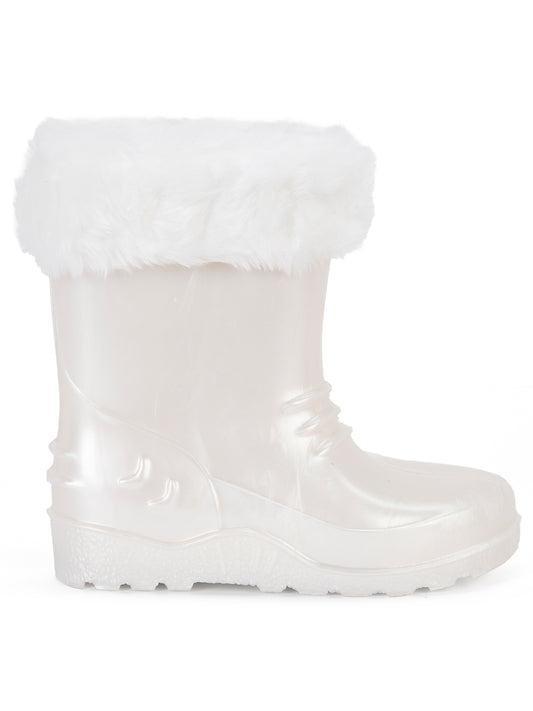 Civil Boots Kürklü 30-36 Numara Yağmur Çizmesi - Beyaz