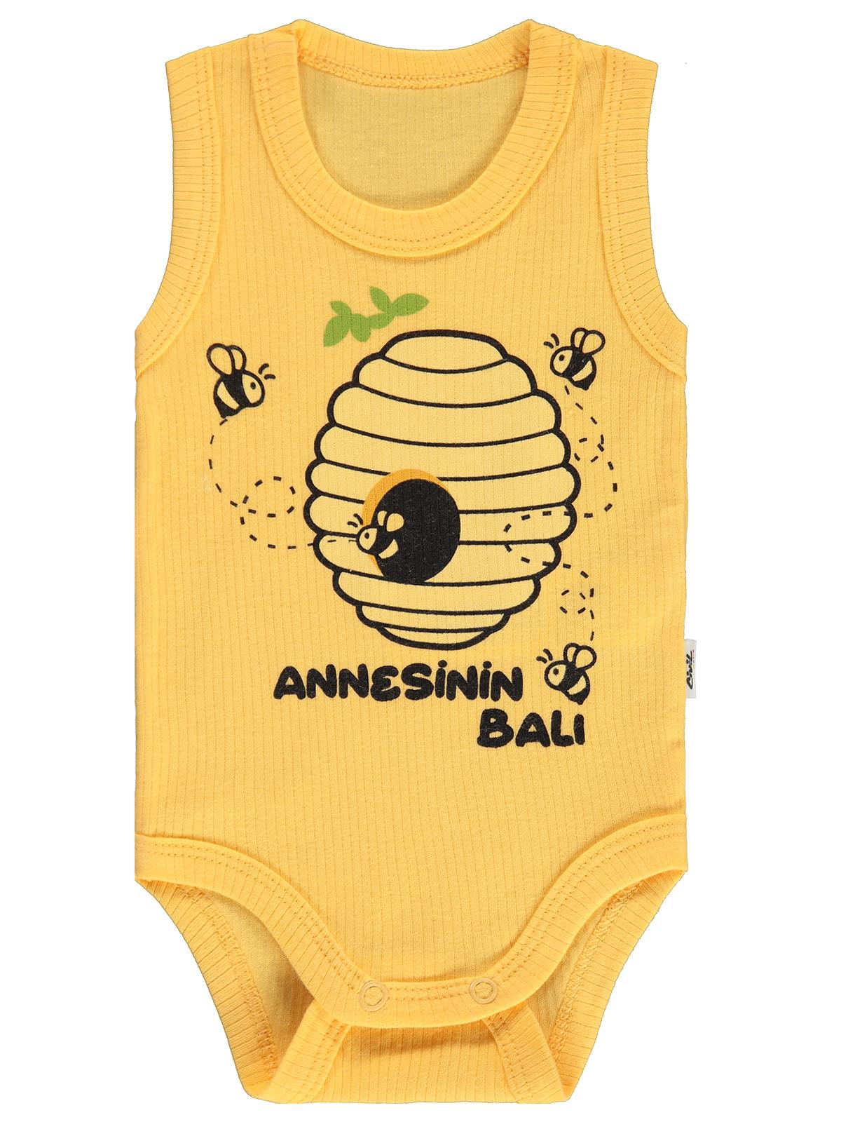 Civil Baby Arı Baskılı Annesinin Balı 12-36 Yaş Çıtçıtlı Badi - Sarı