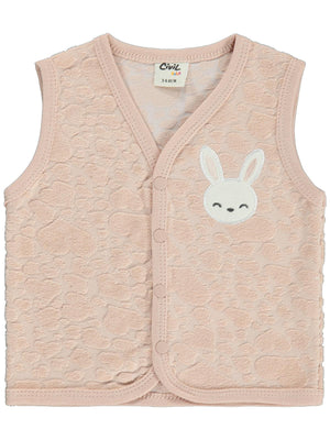 Civil Baby Tavşan Nakışlı 3-18 Ay Yelek - Pudra