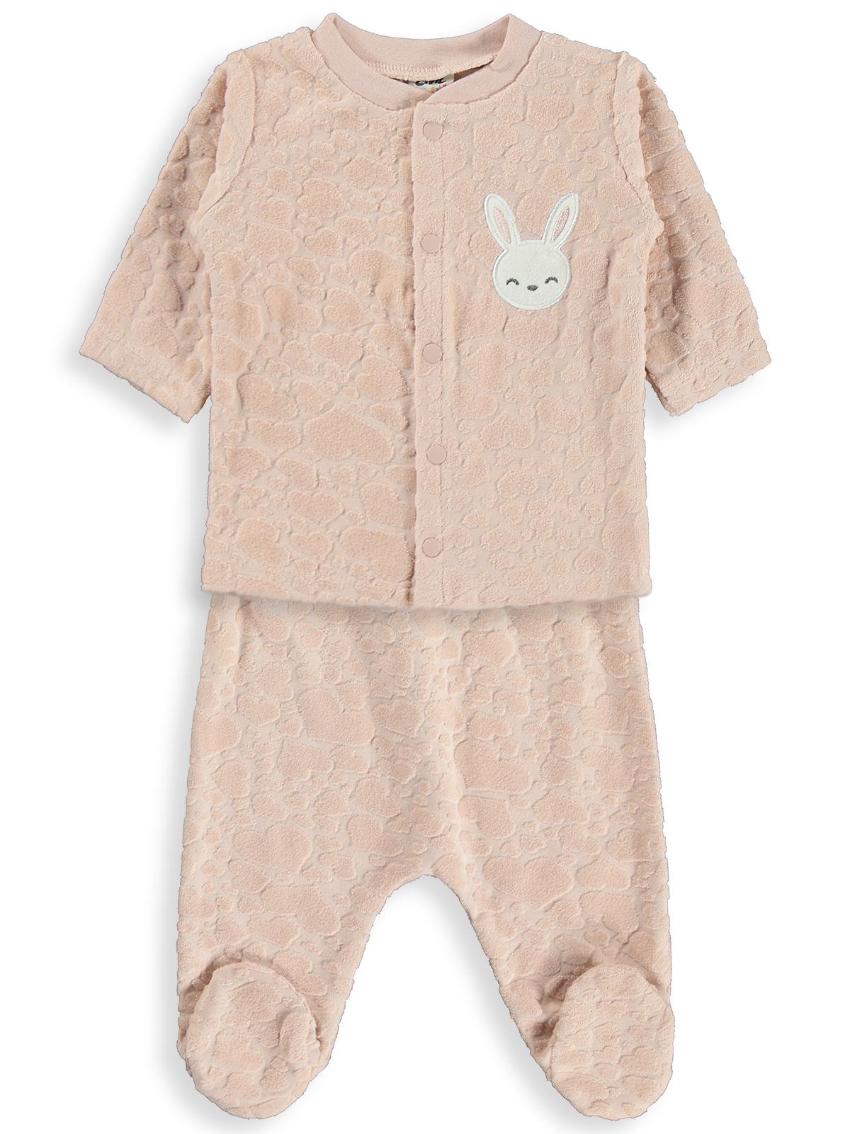 Civil Baby Tavşan Nakışlı 1-9 Ay Pijama Takımı - Pudra