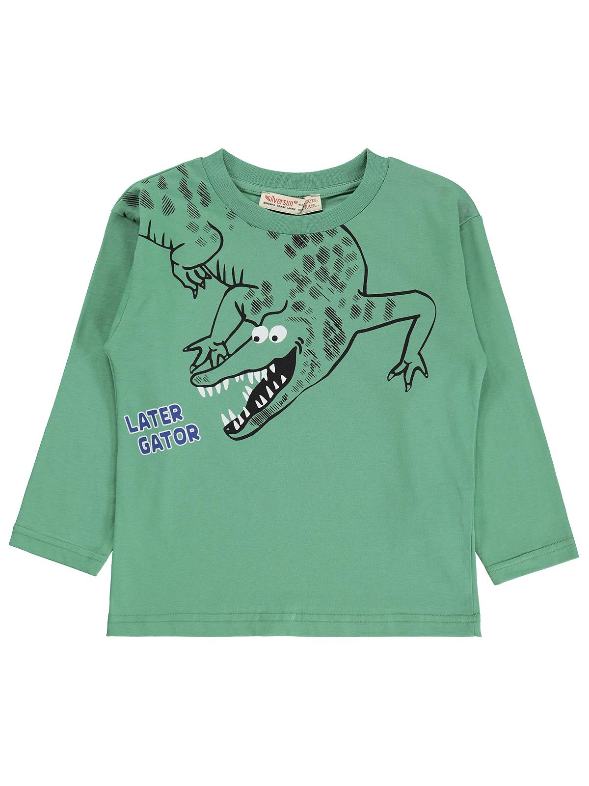 Silversun Timsah Baskılı 2-7 Yaş Sweatshirt - Yeşil
