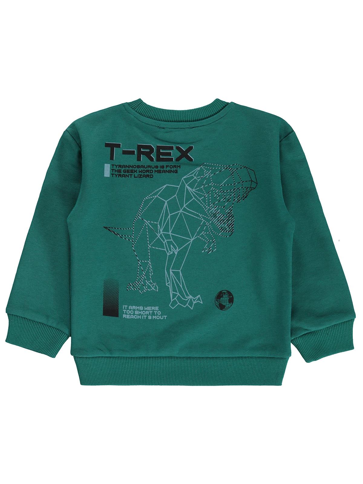Silversun T-REX Dinozor Baskılı 2-7 Yaş Sweatshirt - Yeşil