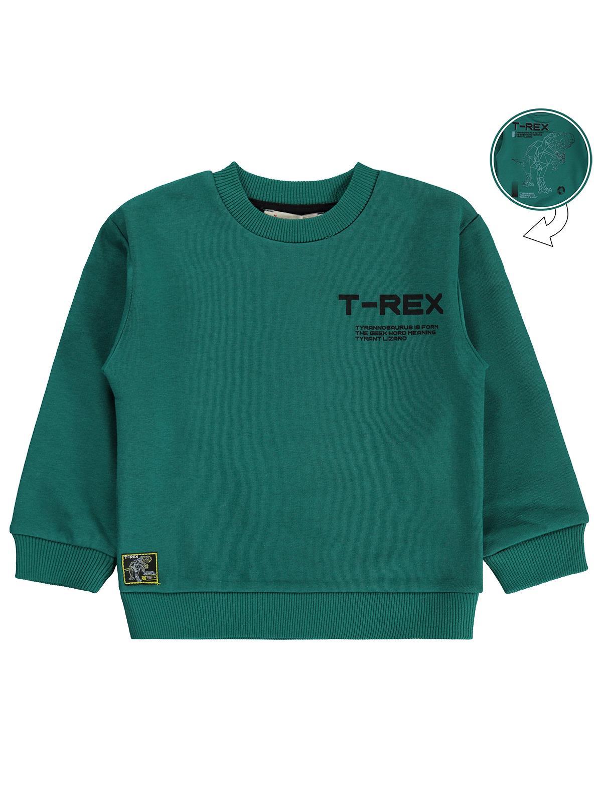 Silversun T-REX Dinozor Baskılı 2-7 Yaş Sweatshirt - Yeşil