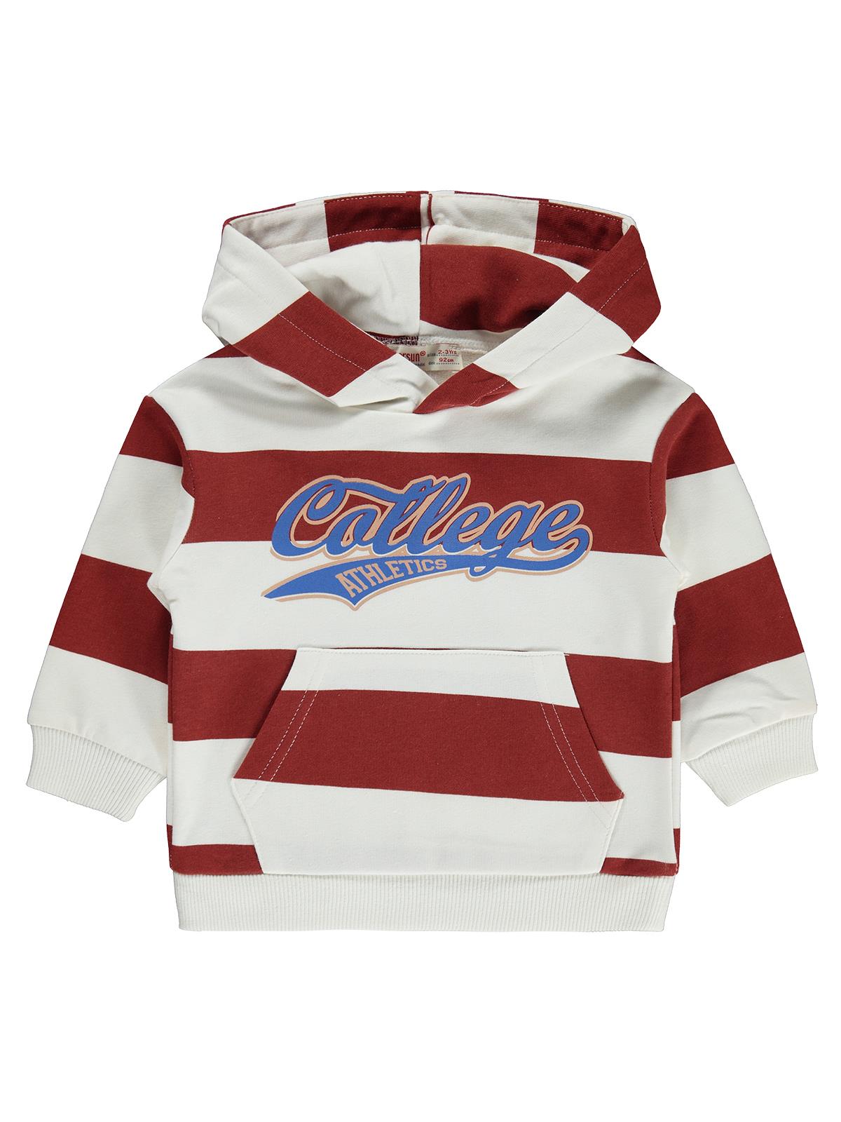 Silversun College Baskılı Kapşonlu 2-7 Yaş Sweatshirt - Bordo
