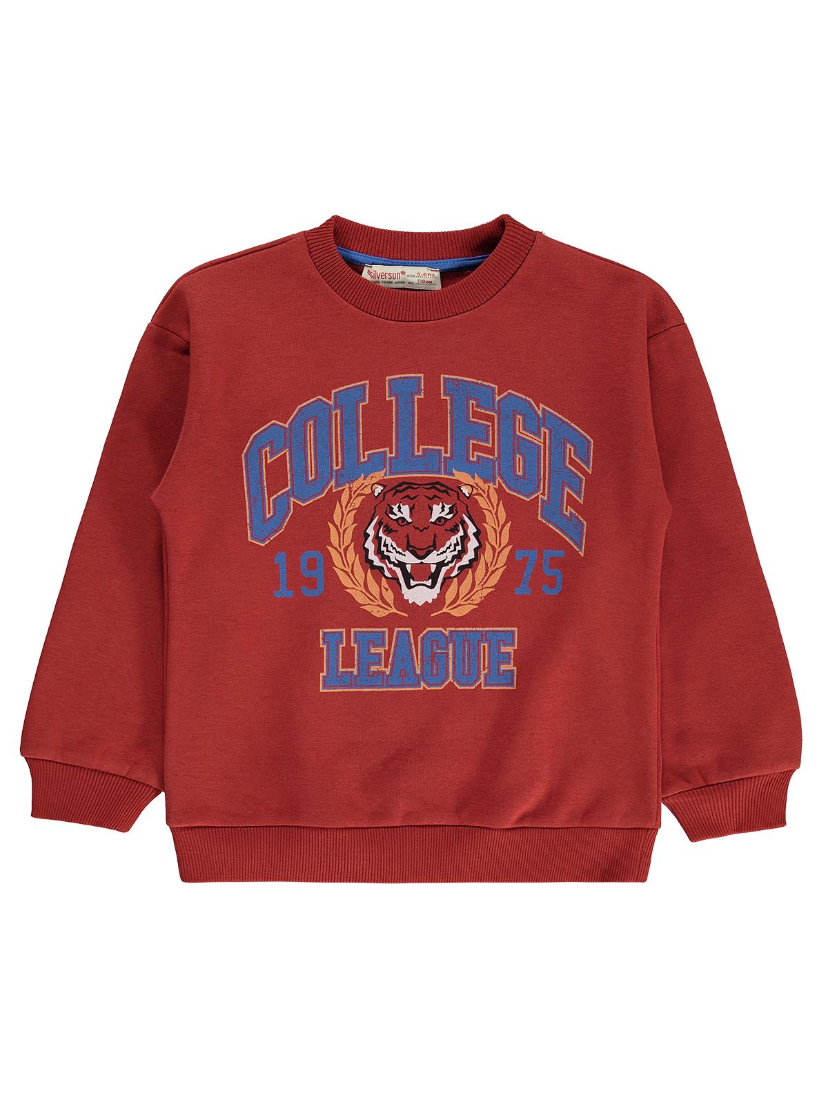 Silversun 1975 Aslan Baskılı 2-7 Yaş Sweatshirt - Bordo