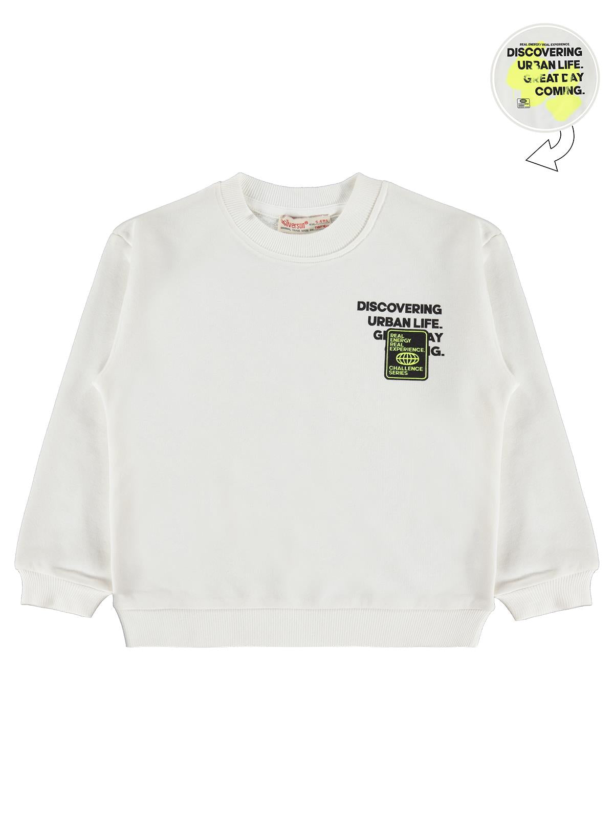 Silversun Discovering Baskılı 2-7 Yaş Sweatshirt - Ekru