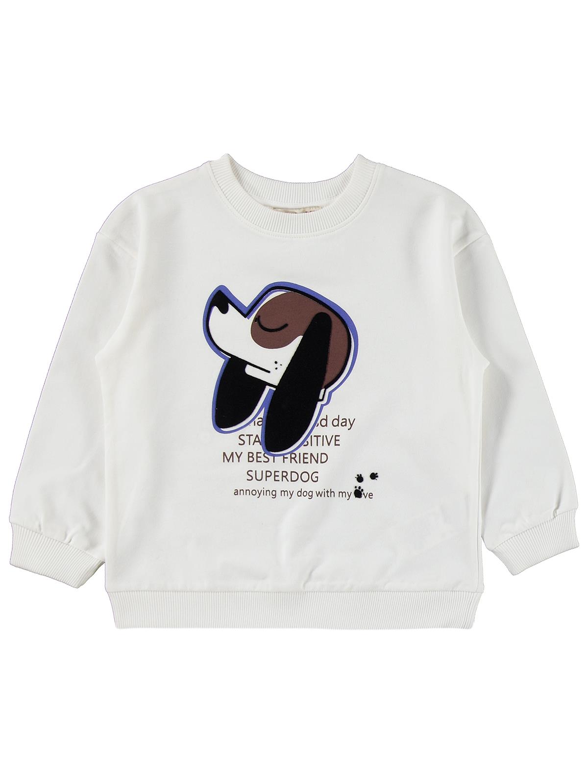 Silversun Köpek Baskılı 2-7 Yaş Sweatshirt - Ekru