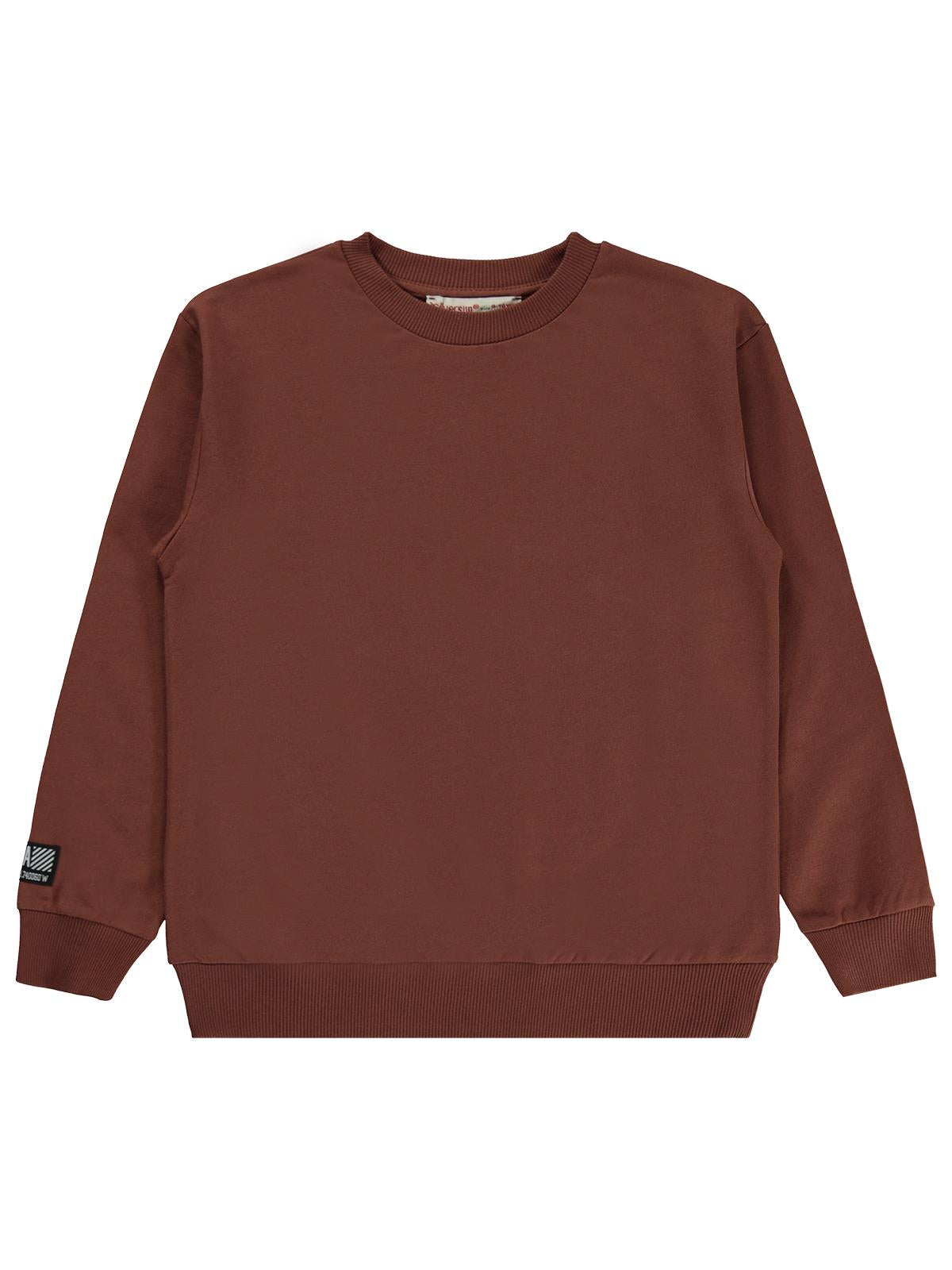 Silversun Basic Etiket Armalı 8-13 Yaş Sweatshirt - Kahverengi