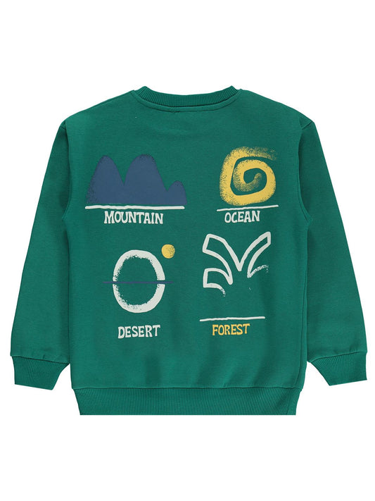Silversun OCEAN Baskılı 8-13 Yaş Sweatshirt - Yeşil