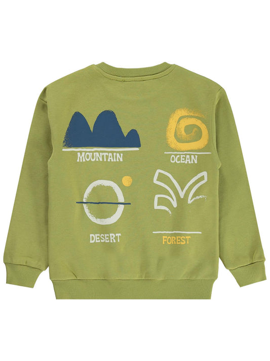 Silversun OCEAN Baskılı 8-13 Yaş Sweatshirt - Haki