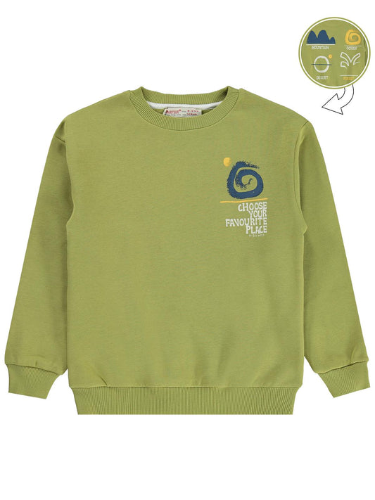 Silversun OCEAN Baskılı 8-13 Yaş Sweatshirt - Haki