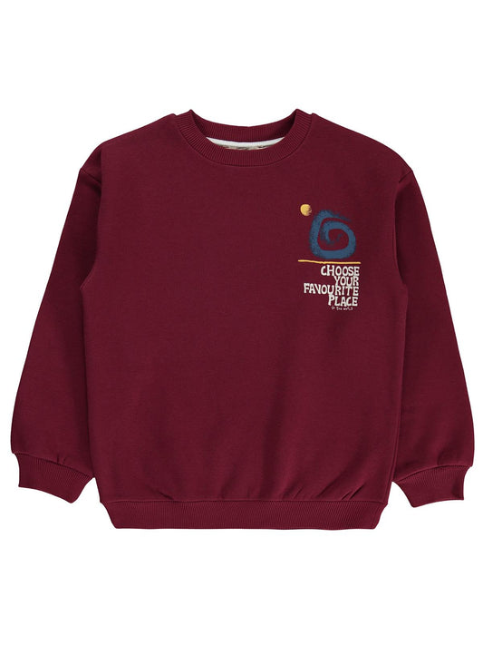 Silversun OCEAN Baskılı 8-13 Yaş Sweatshirt - Bordo