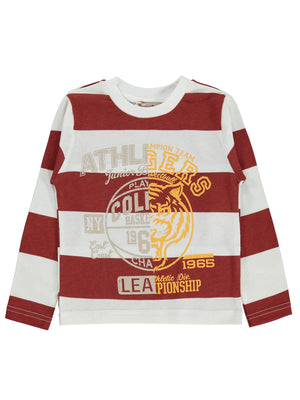 Silversun NY Baskılı Çizgili 2-7 Yaş Sweatshirt - Bordo
