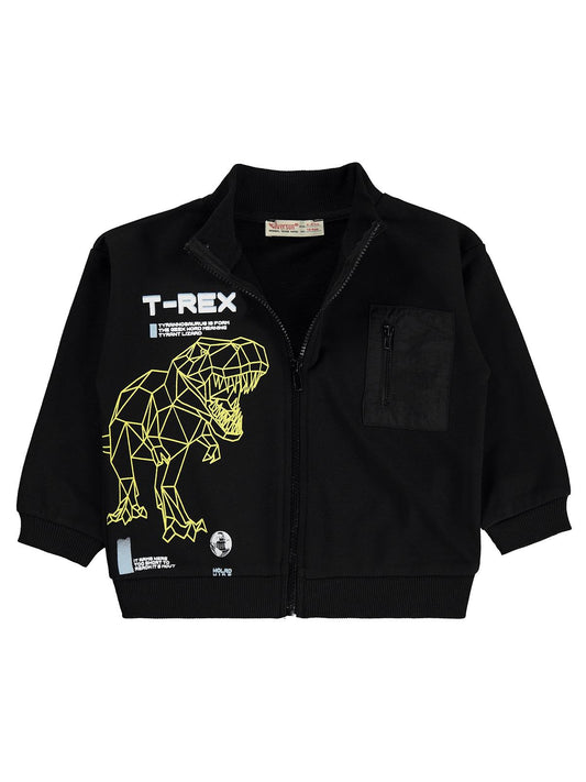 Silversun T-REX Dinozor Baskılı 2-7 Yaş Hırka - Siyah