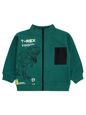 Silversun T-REX Dinozor Baskılı 2-7 Yaş Hırka - Yeşil