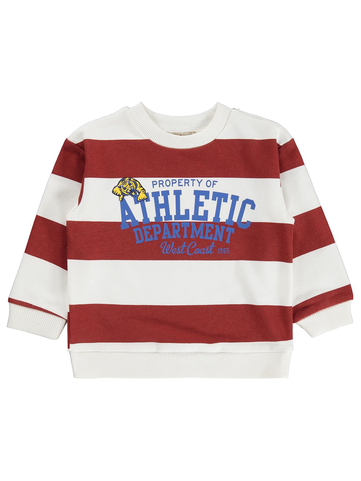 Silversun Athletic Baskılı Çizgili 2-7 Yaş Sweatshirt - Bordo