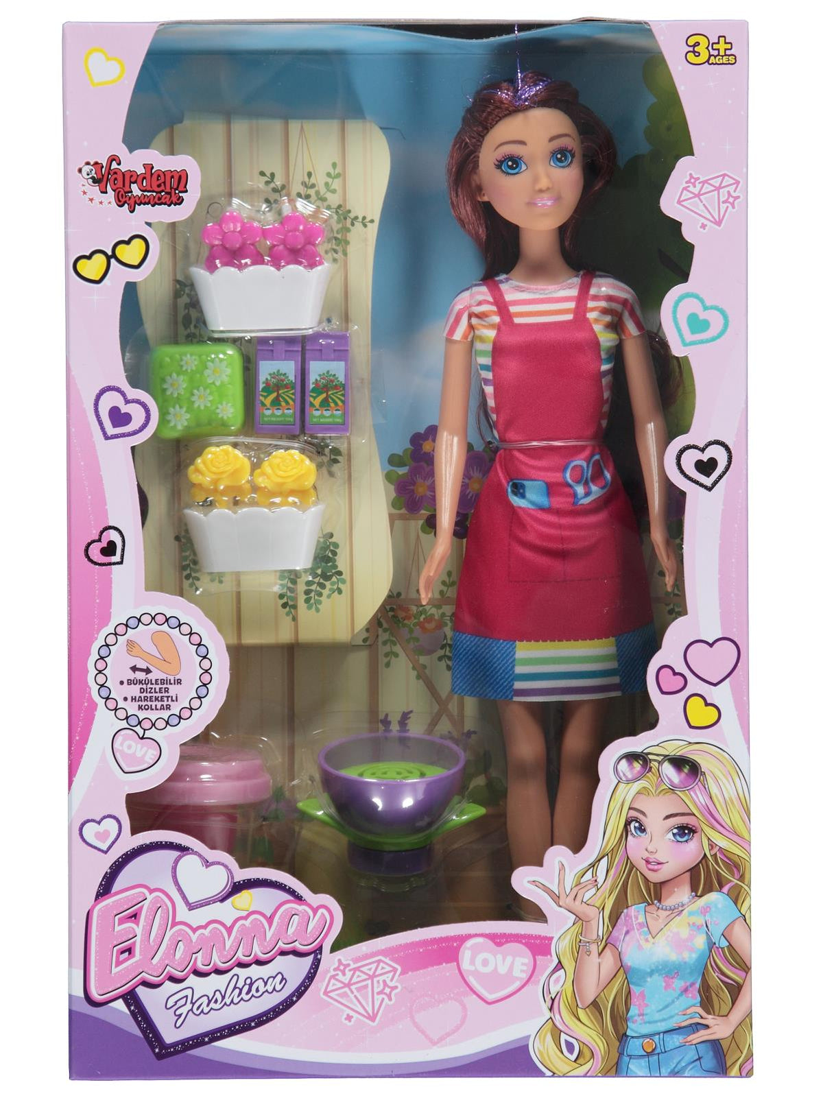 Vardem Kutulu 29 Cm Aksesuarlı Çiçekçi Bebek - Fusya