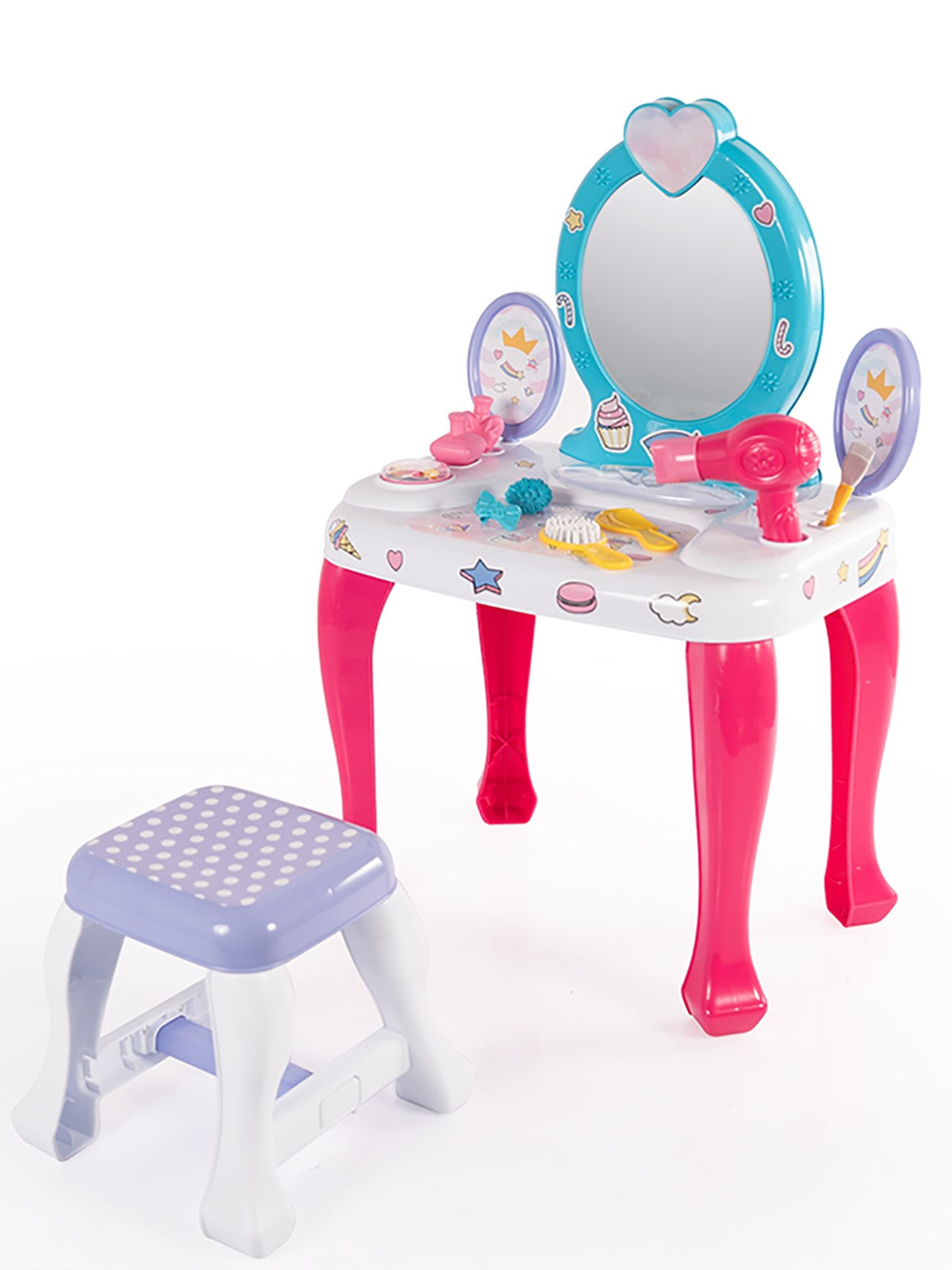 Unicorn Ayaklı Makyaj Masası Ve Sandalye Seti - Pembe
