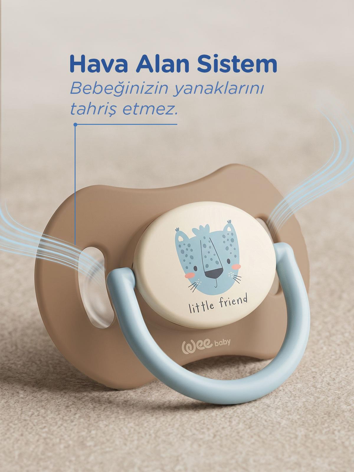Wee Baby Duo Simetrik Uçlu Emzik 6-18 Ay No:2 - Mavi