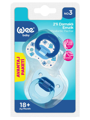 Wee Baby 2’li Damaklı Emzik No:3  - Mavi