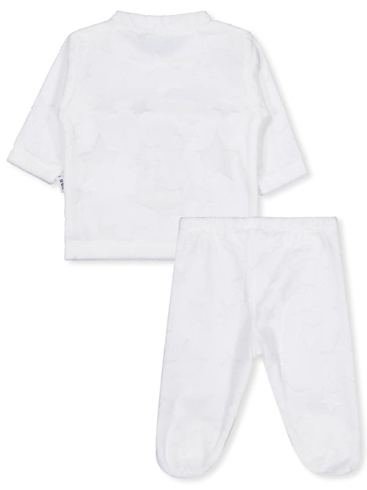 Minidamla Filli Nakış Patikli 2Li 1-6 Ay Pijama Takımı - Ekru