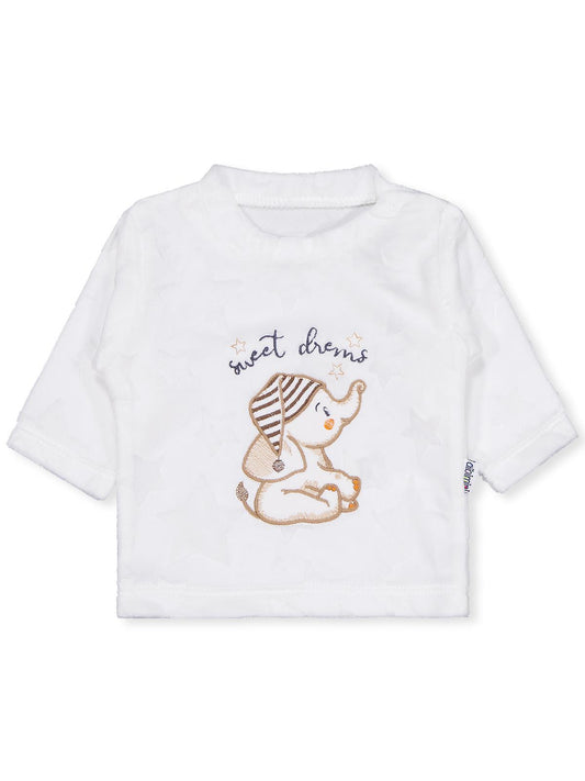Minidamla Filli Nakış Patikli 2Li 1-6 Ay Pijama Takımı - Ekru