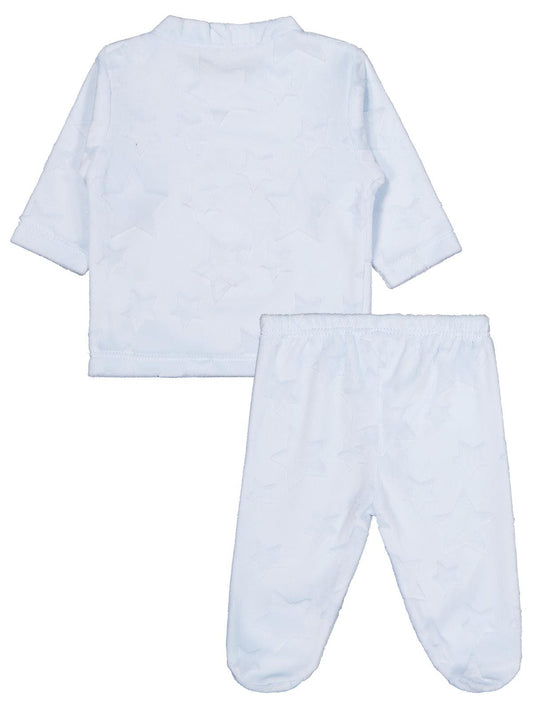 Minidamla Filli Nakış Patikli 2Li 1-6 Ay Pijama Takımı - Mavi