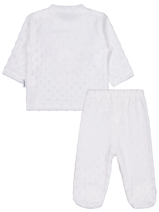 Albimini Tavşanlı Ayı Patikli 2Li Pijama Takım 1-6 Ay Pijama Takımı - Ekru