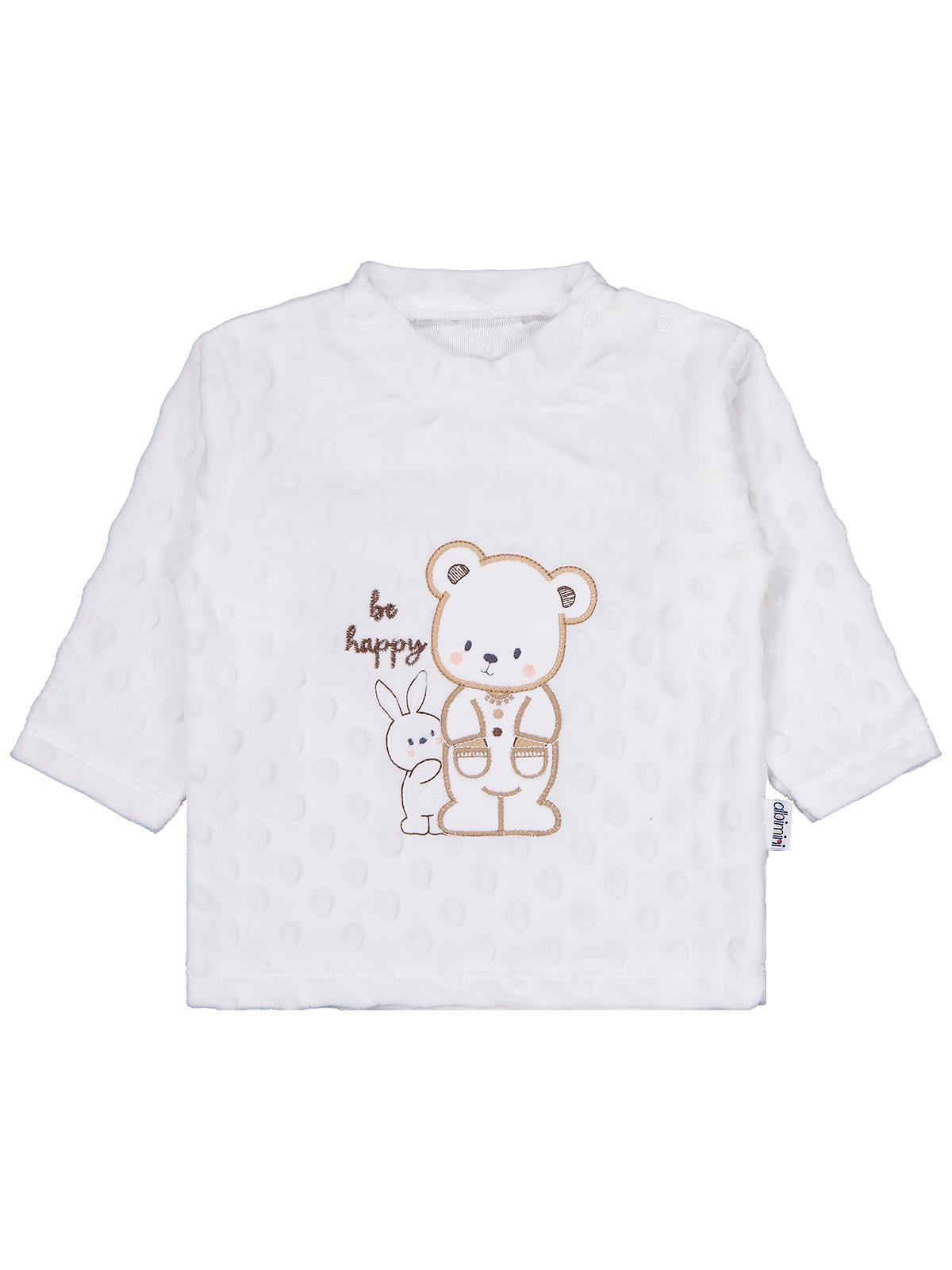 Albimini Tavşanlı Ayı Patikli 2Li Pijama Takım 1-6 Ay Pijama Takımı - Ekru