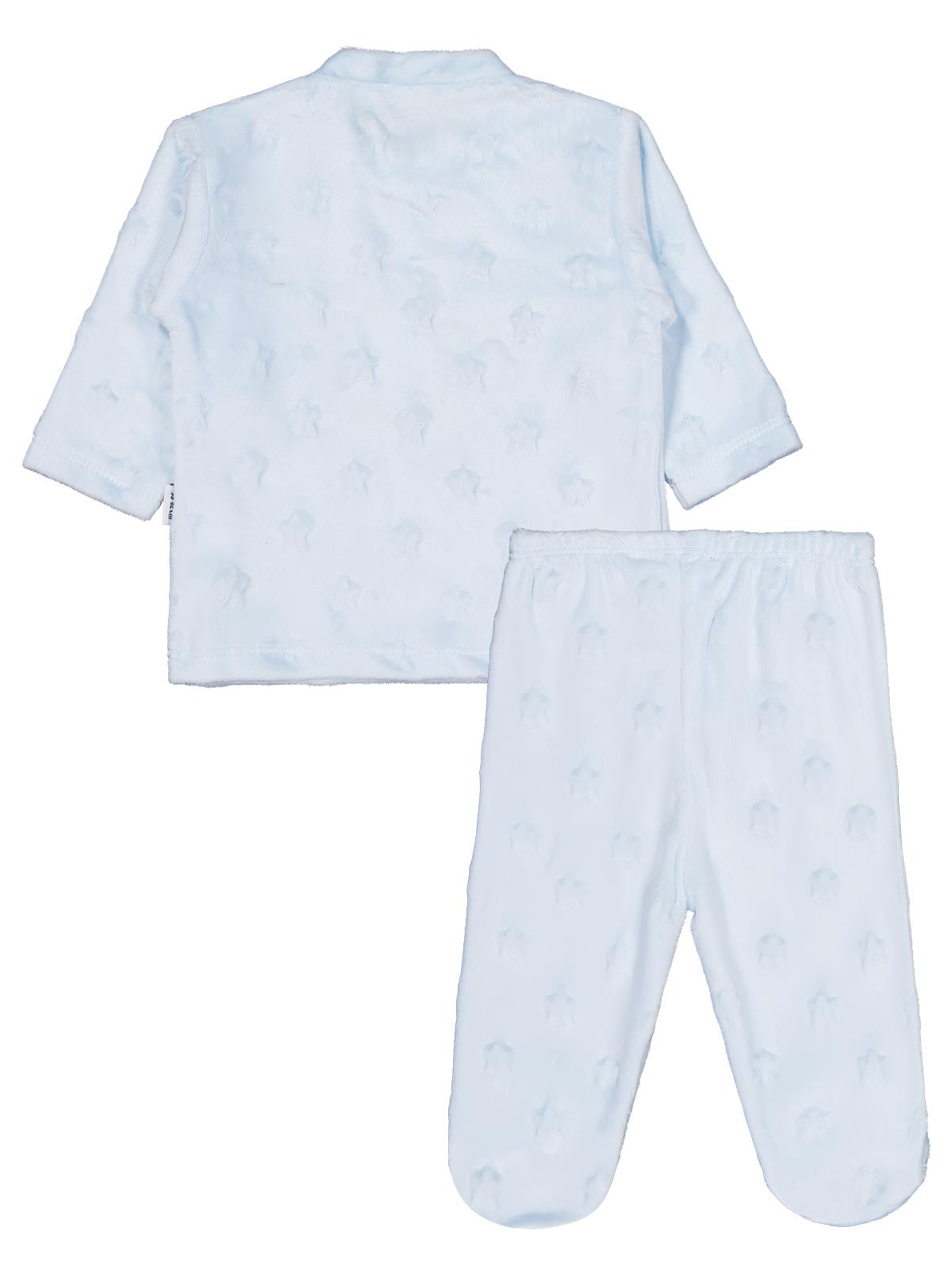 Albimini Tavşanlı Ayı Patikli 2Li Pijama Takım 1-6 Ay Pijama Takımı - Mavi