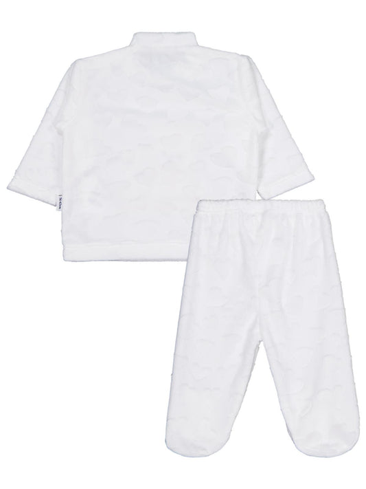 Albimini Kız Ayı Tavşan Nakış Patikli 2Li Pijama Takım 1-6 Ay - Ekru