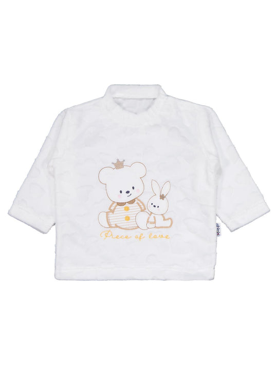 Albimini Kız Ayı Tavşan Nakış Patikli 2Li Pijama Takım 1-6 Ay - Ekru
