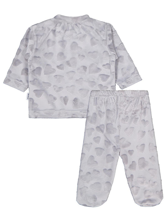Albimini Kız Ayı Tavşan Nakış Patikli 2Li Pijama Takım 1-6 Ay - Gri