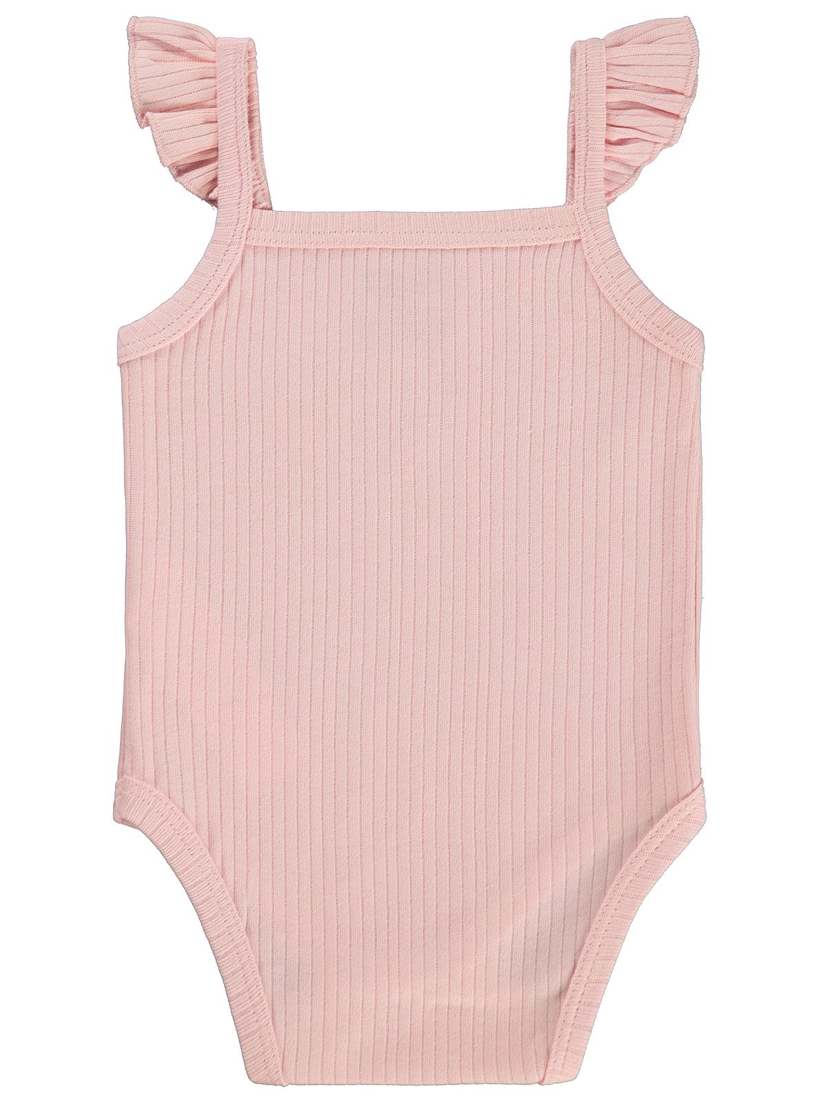 Albimini Askılı Fırfırlı 0-18 Ay Çıtçıtlı Badi - Pembe