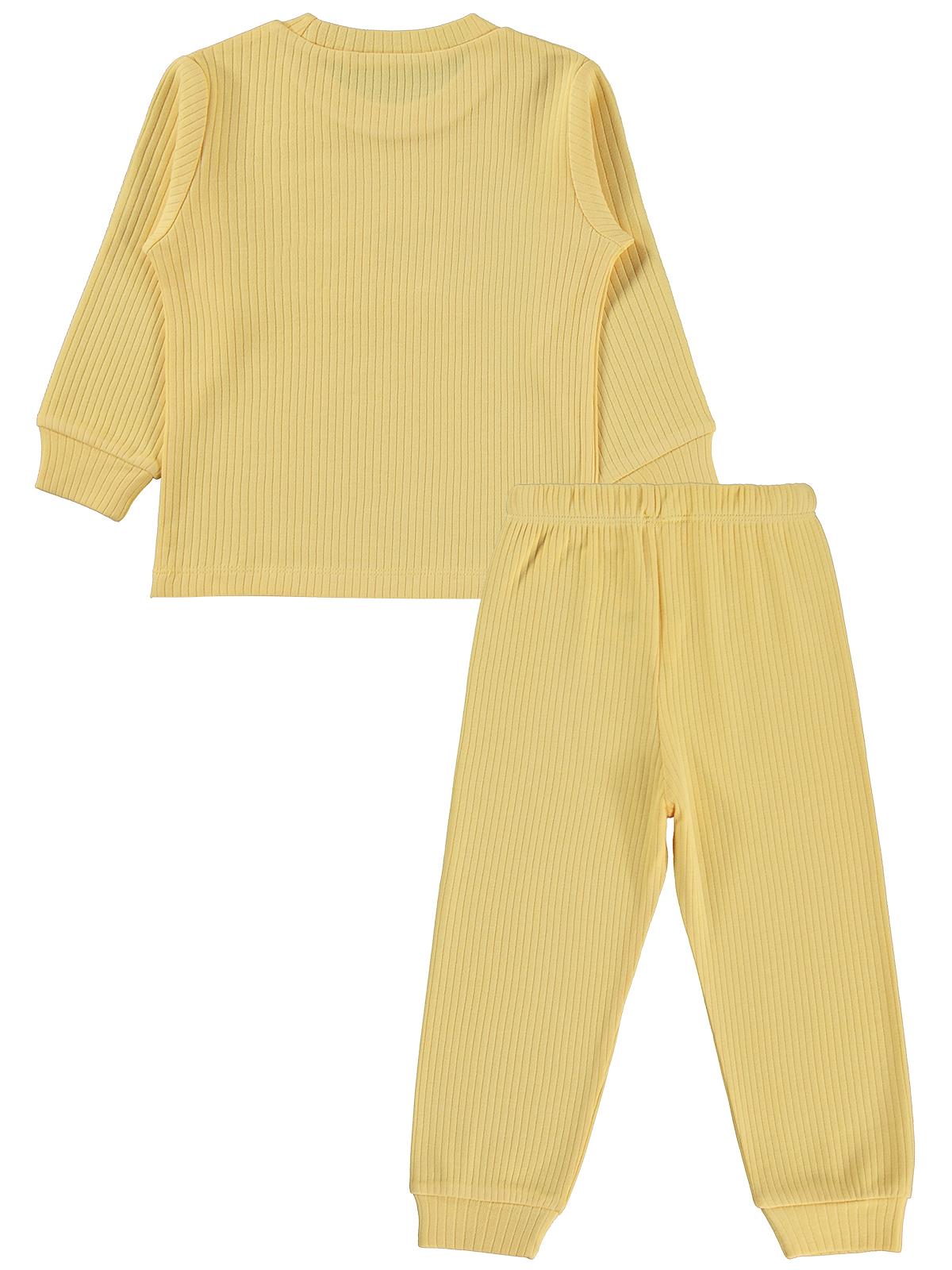 Minidamla Gülen Yüz Baskılı 1-7 Yaş Pijama Takımı - Sarı
