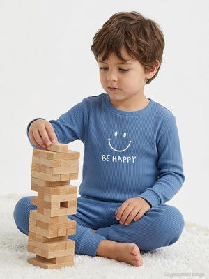 Minidamla Gülen Yüz Baskılı 1-6 Yaş Pijama Takımı - Yeşil